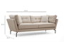 Atelier Del Sofa Sofá de 3 Plazas Crema 214x90x84 cm Tapizado Poliéster Patas Metálicas
